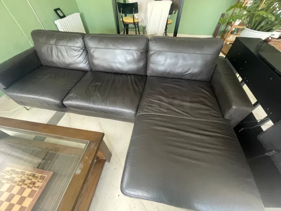 Canapé d'angle cuir véritable – Peu utilisé