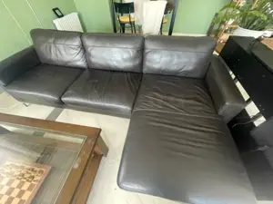 Canapé d'angle cuir véritable – Peu utilisé