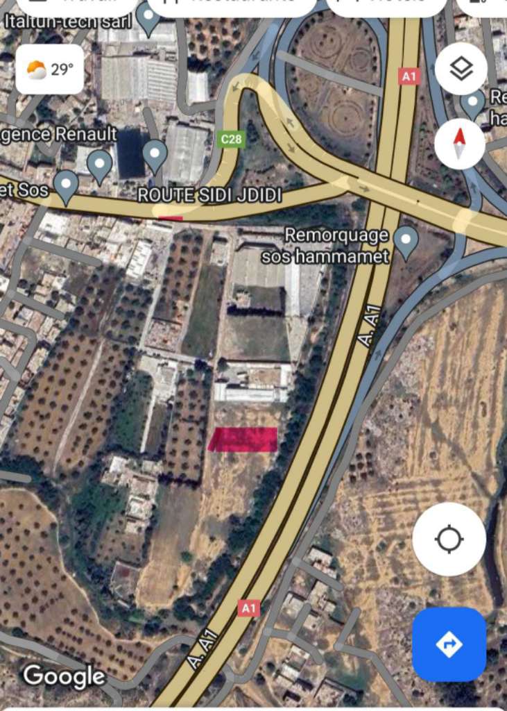 A vendre 3000 m2 à hammamet  pour projet 