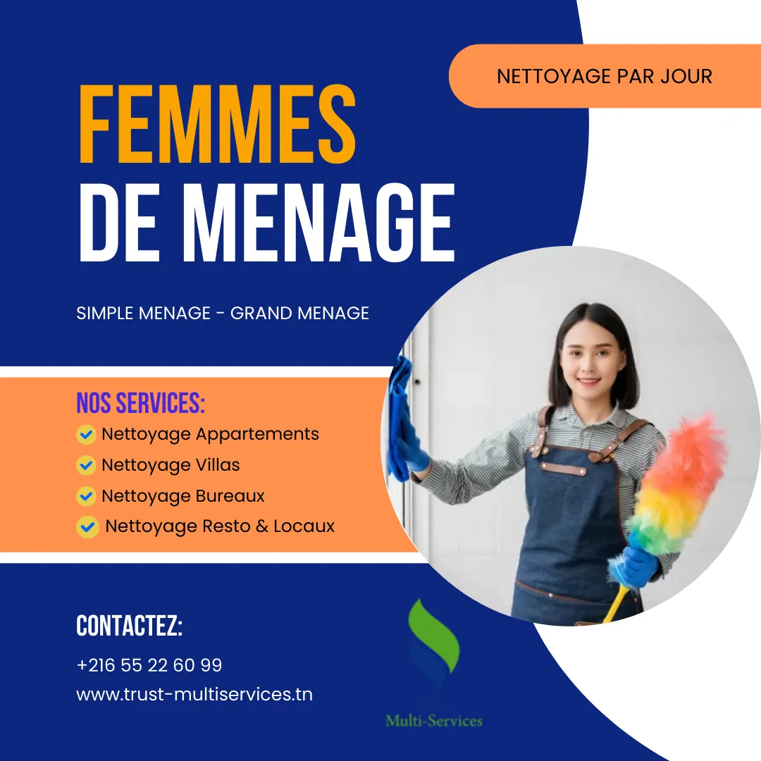 DES FEMMES DE MENAGE PAR JOUR A SIDI THBET
