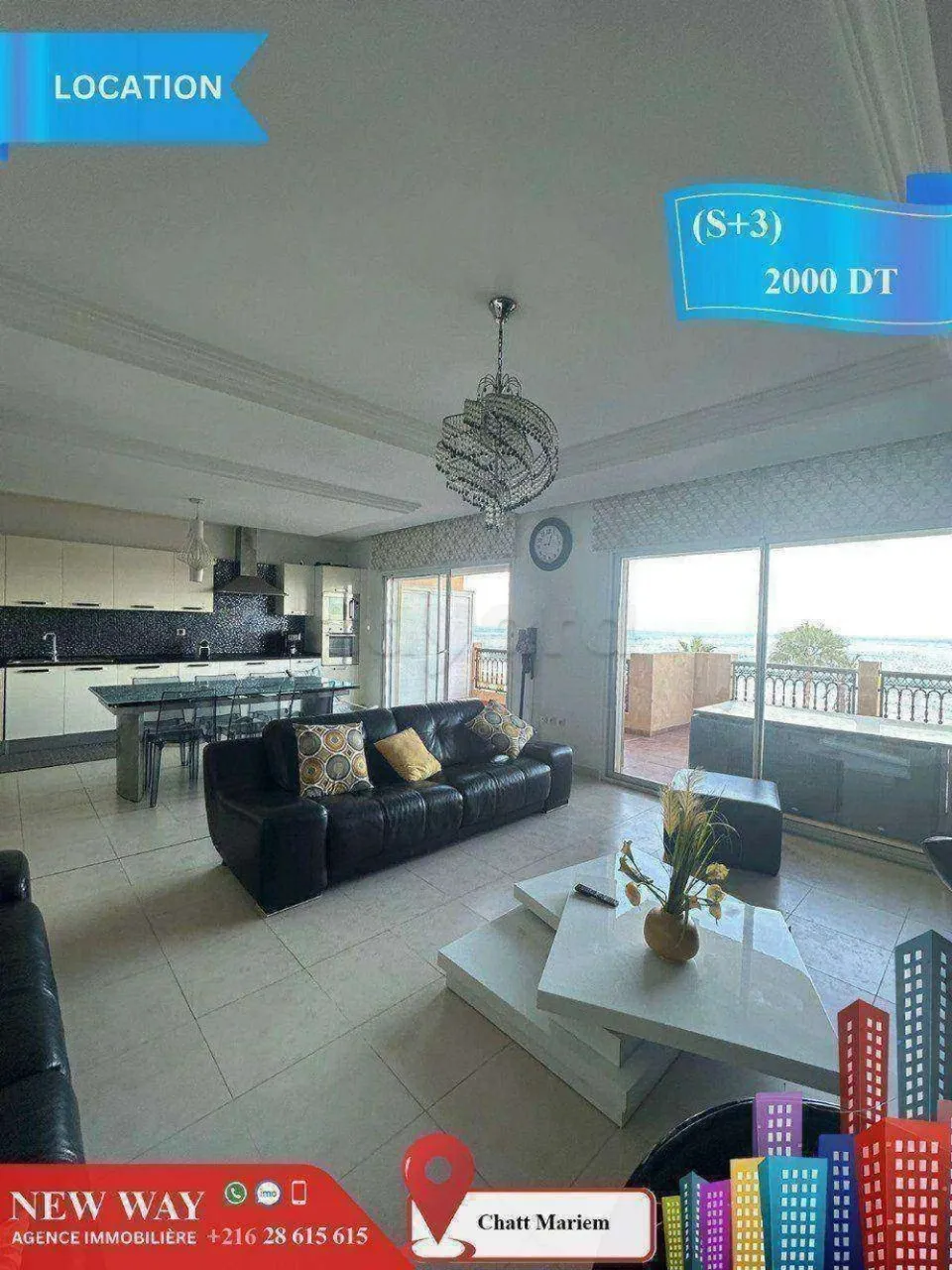 (S+3) Meublé front de mer à Chatt Mariem
