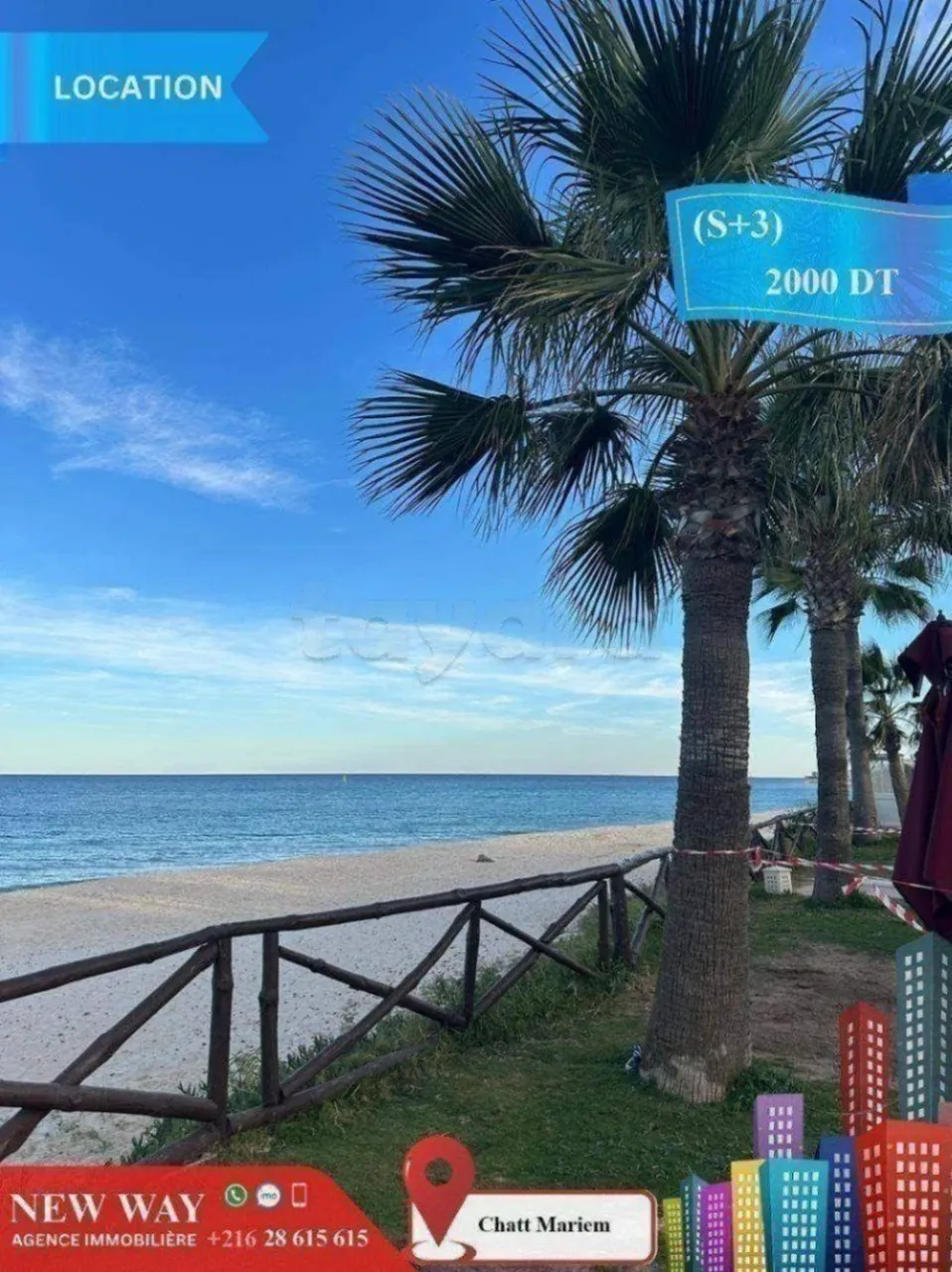 (S+3) Meublé front de mer à Chatt Mariem