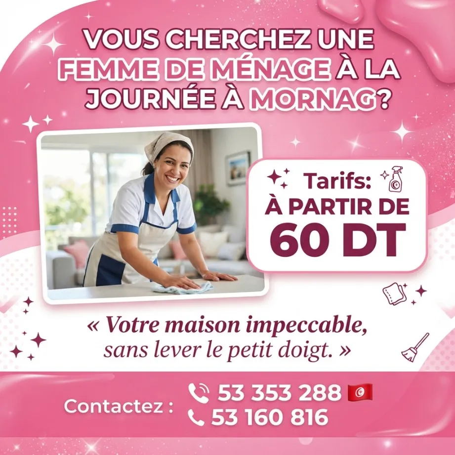 femme de menage par jour a mornag