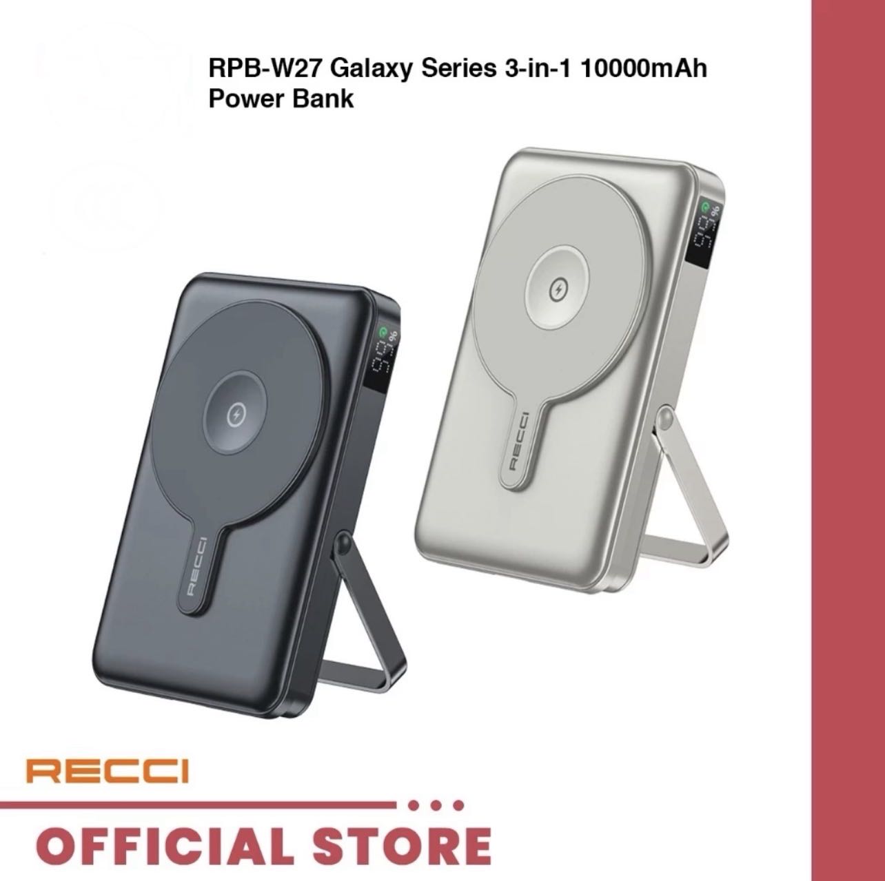 RECCI Power Bank MagSafe 10000Mah Avec Cables et Support en Tunis