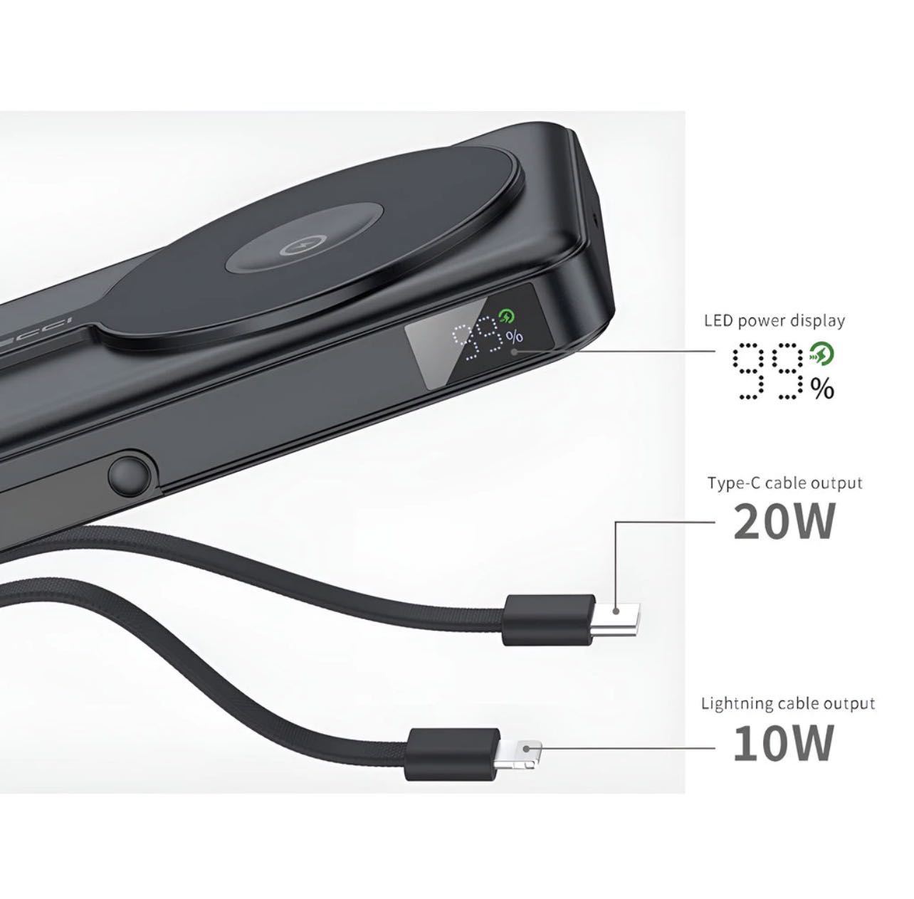 RECCI Power Bank MagSafe 10000Mah Avec Cables et Support en Tunis