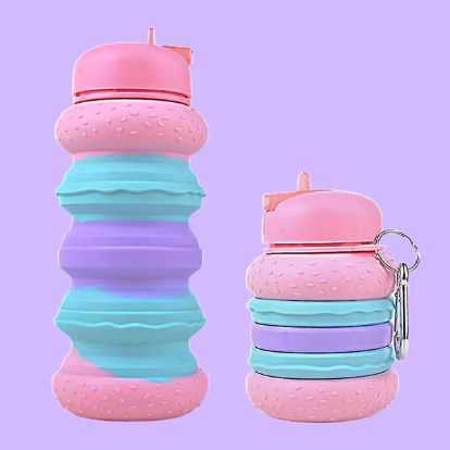 Bouteille d'eau pour enfants, étanche, pliable en silicone 600 ml (hamburger)