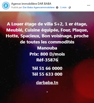 étage de villa meublé