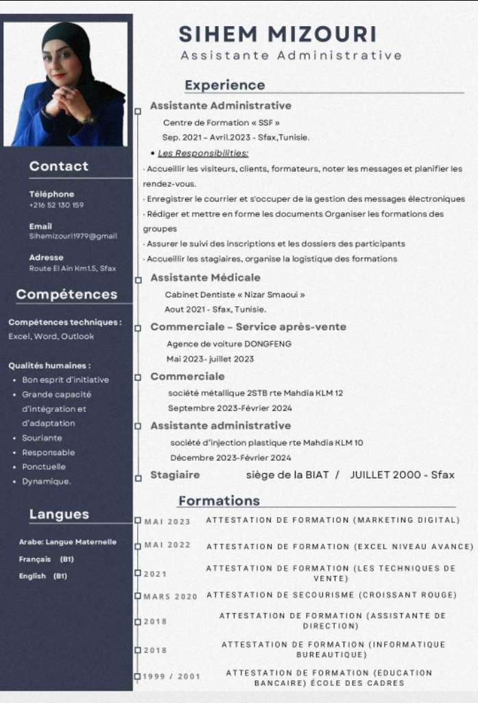 Je cherche un travail en tant que Commerciale à SFAX 