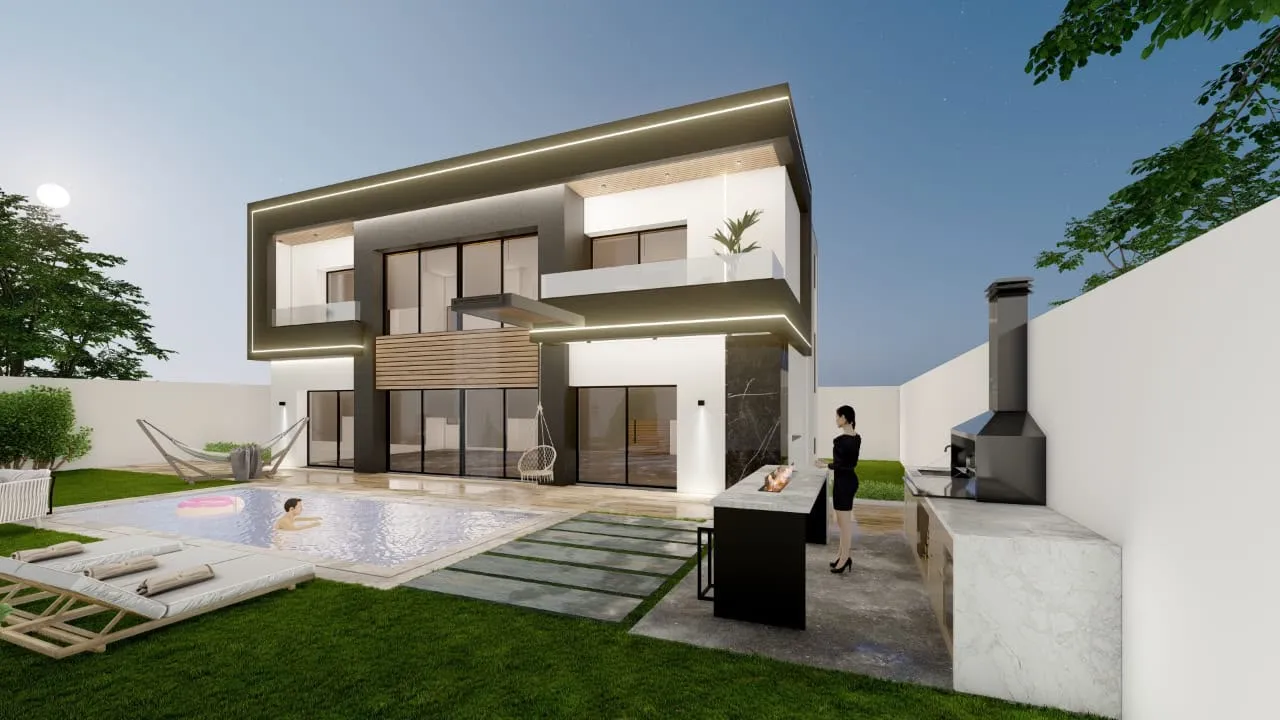 une charmante villa de style moderne en cours de finition