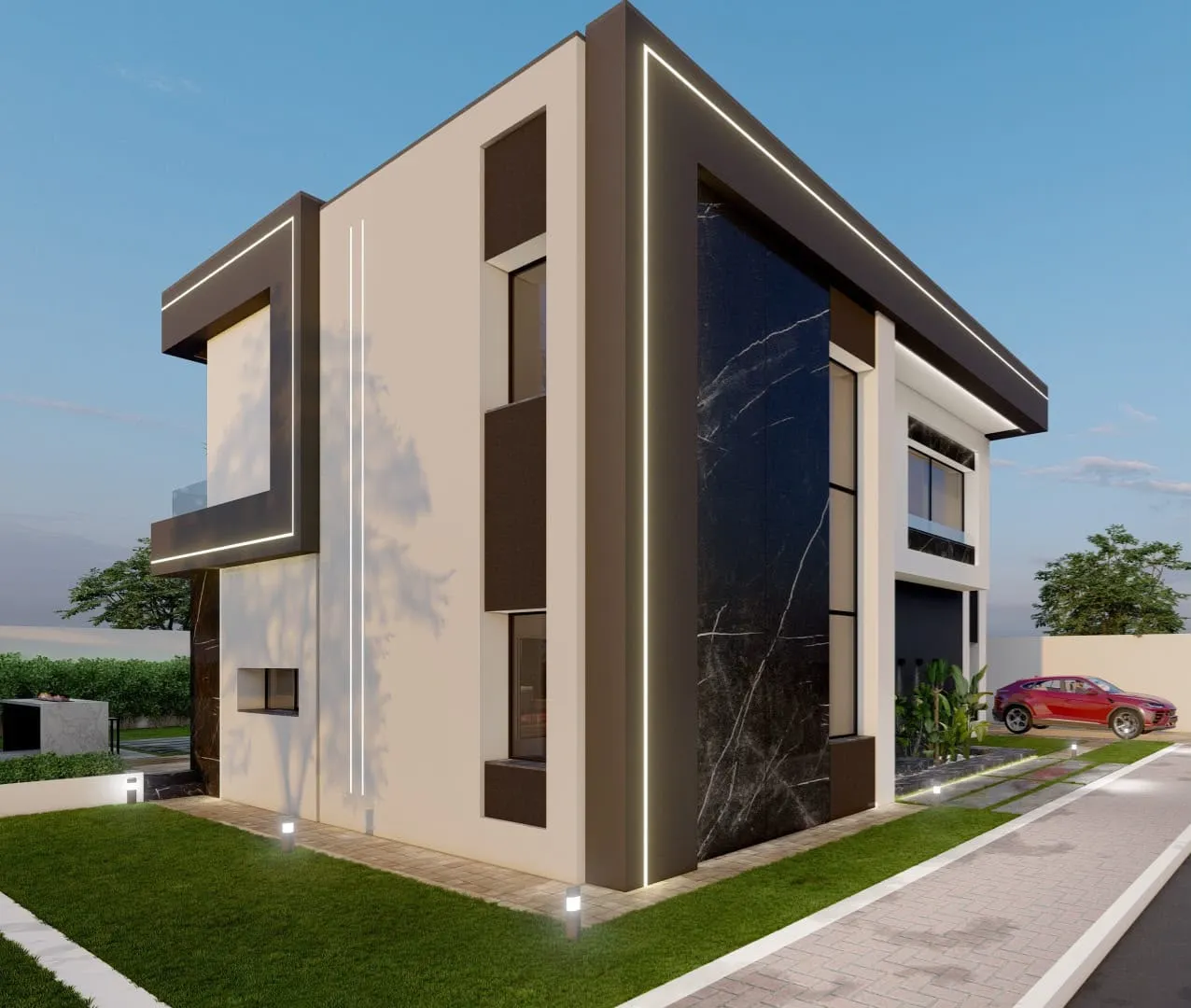 une charmante villa de style moderne en cours de finition
