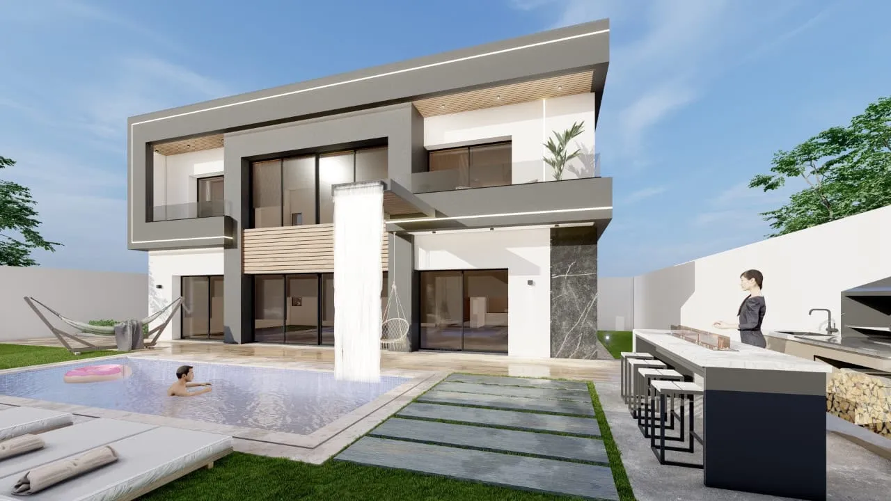 une charmante villa de style moderne en cours de finition