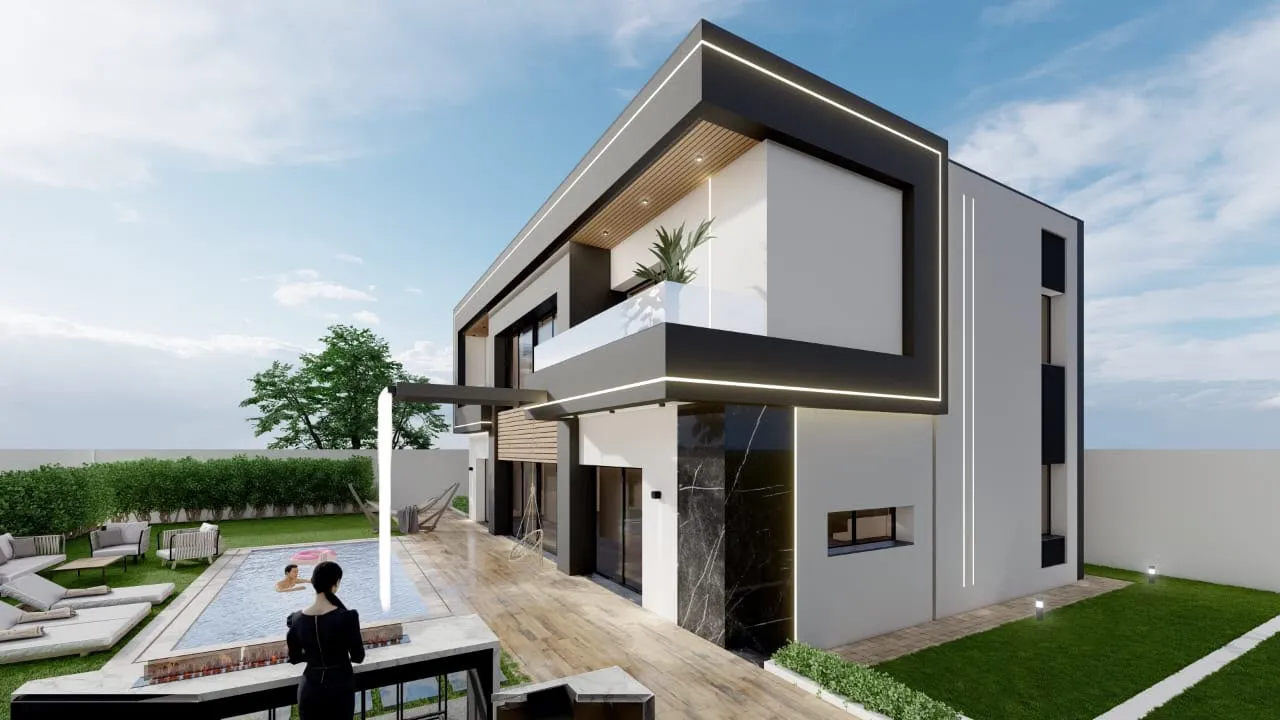 une charmante villa de style moderne en cours de finition