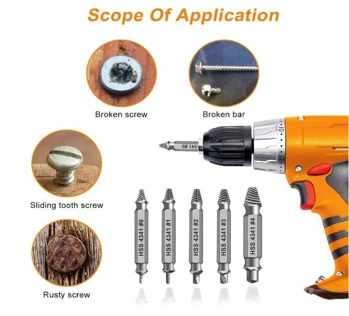 🔧 Extracteur de Vis Endommagées – Kit 5 Pièces