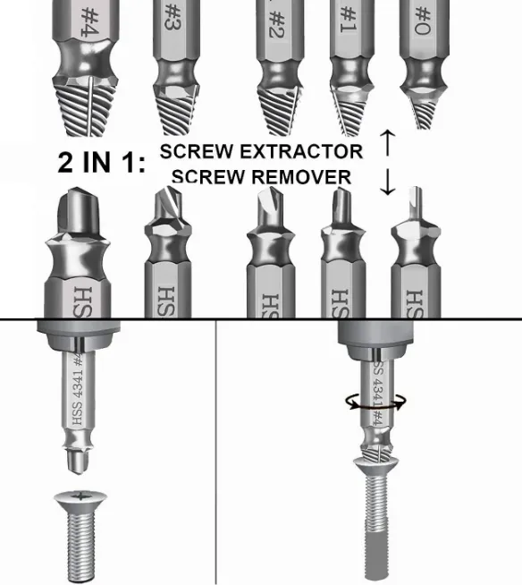 🔧 Extracteur de Vis Endommagées – Kit 5 Pièces