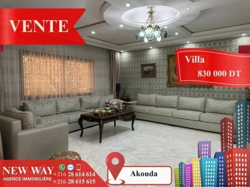 Villa de Plain Pied à Akouda dans un Quartier Résidentiel