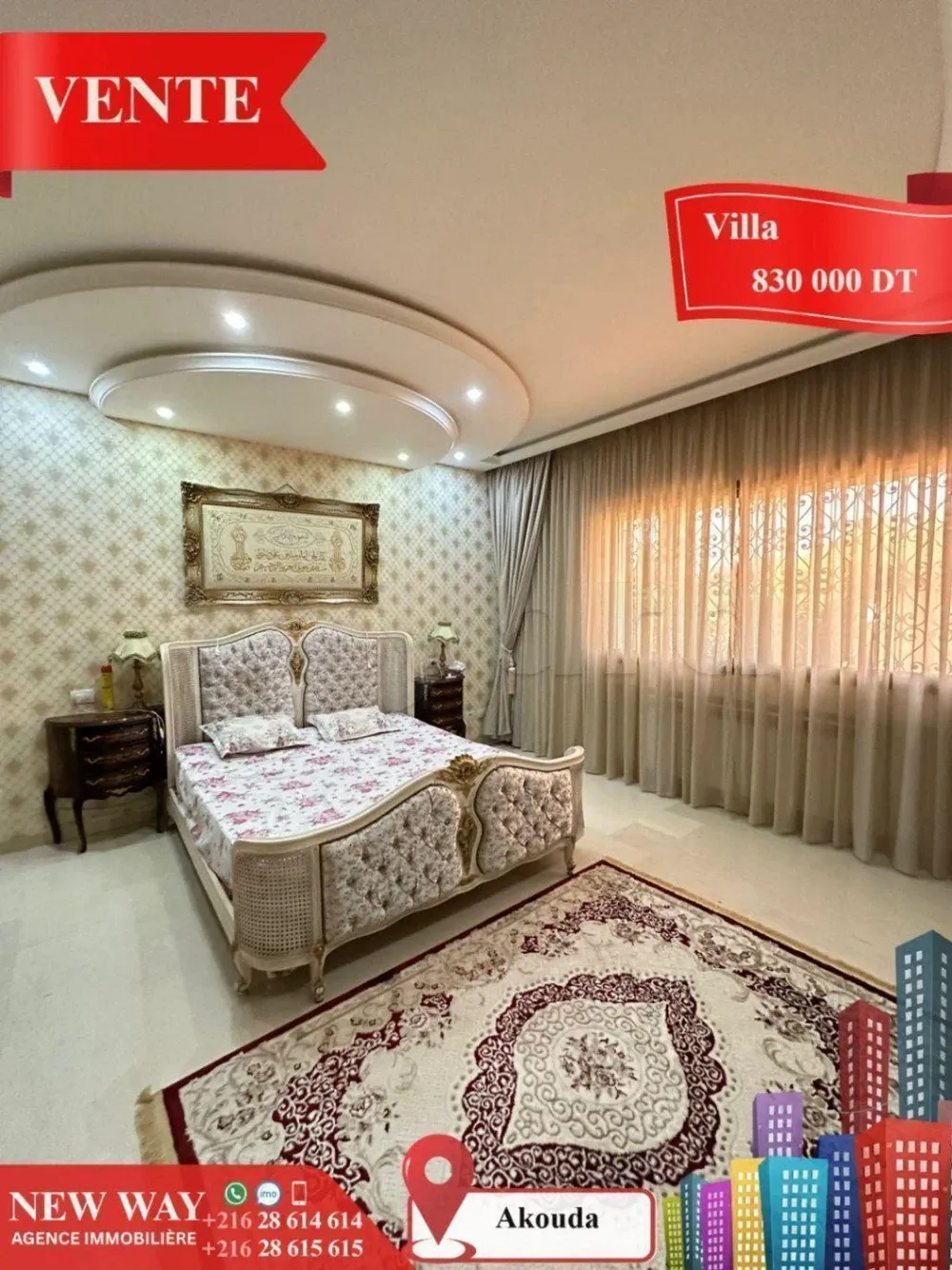 Villa de Plain Pied à Akouda dans un Quartier Résidentiel