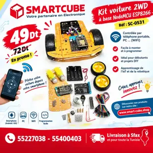  Kit Voiture 2WD à base NodeMCU ESP8266 – WiFi 