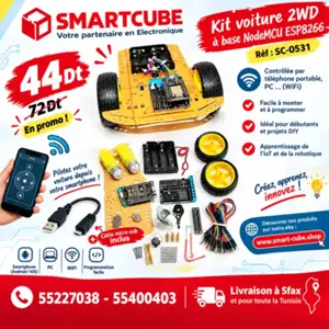 Kit Voiture 2WD à base NodeMCU ESP8266 – WiFi