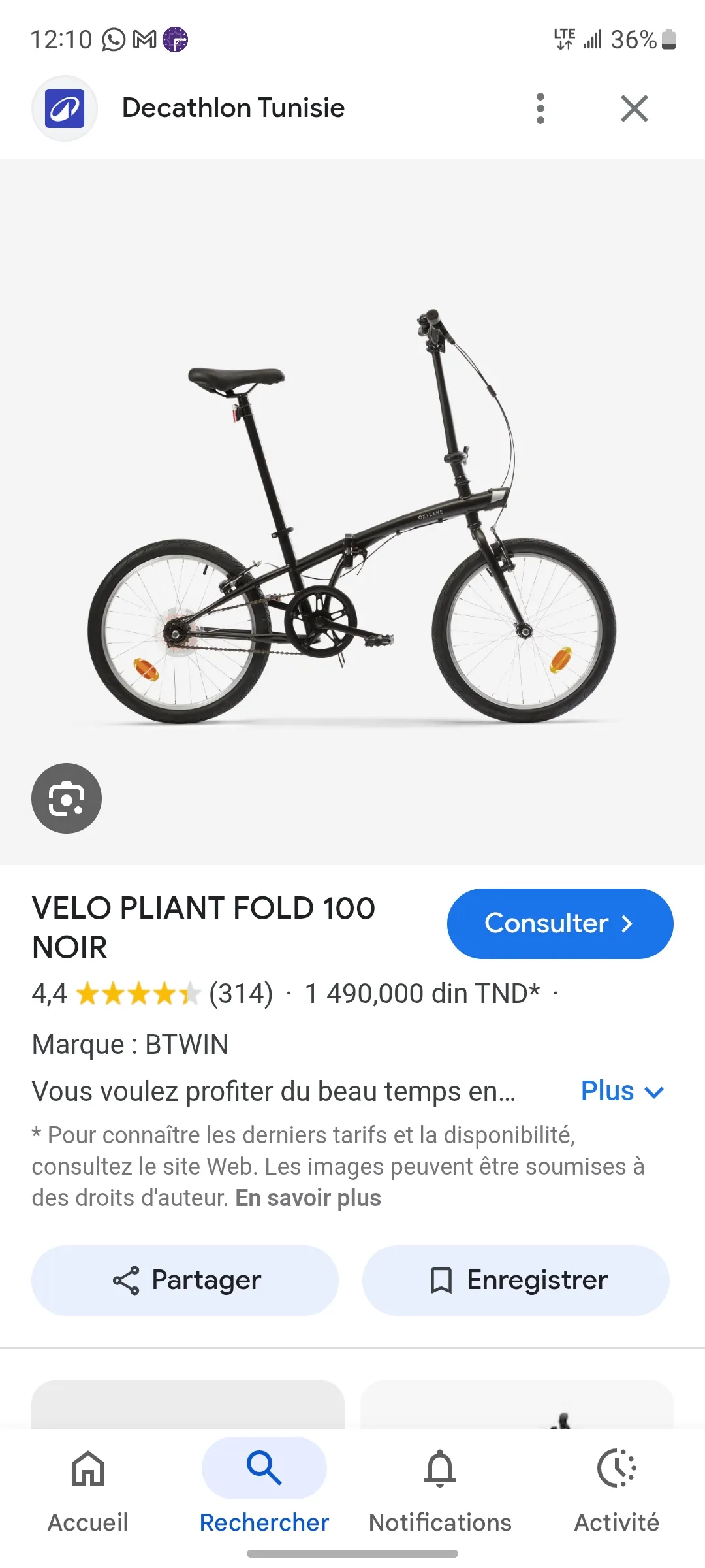 Velo pliable oxylane btwin 