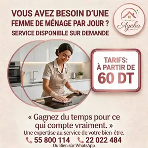 Femme de ménage par jour a partir de 60d
