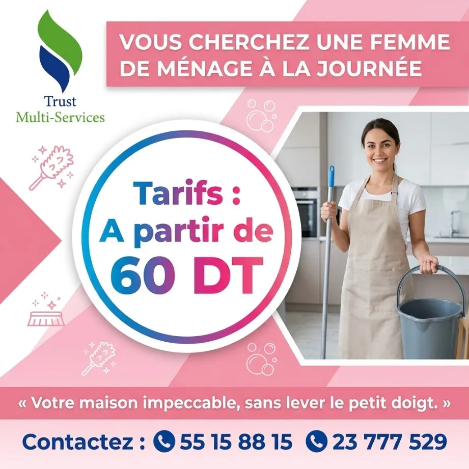 FEMME DE MENAGE PAR JOUR A SOUSSE