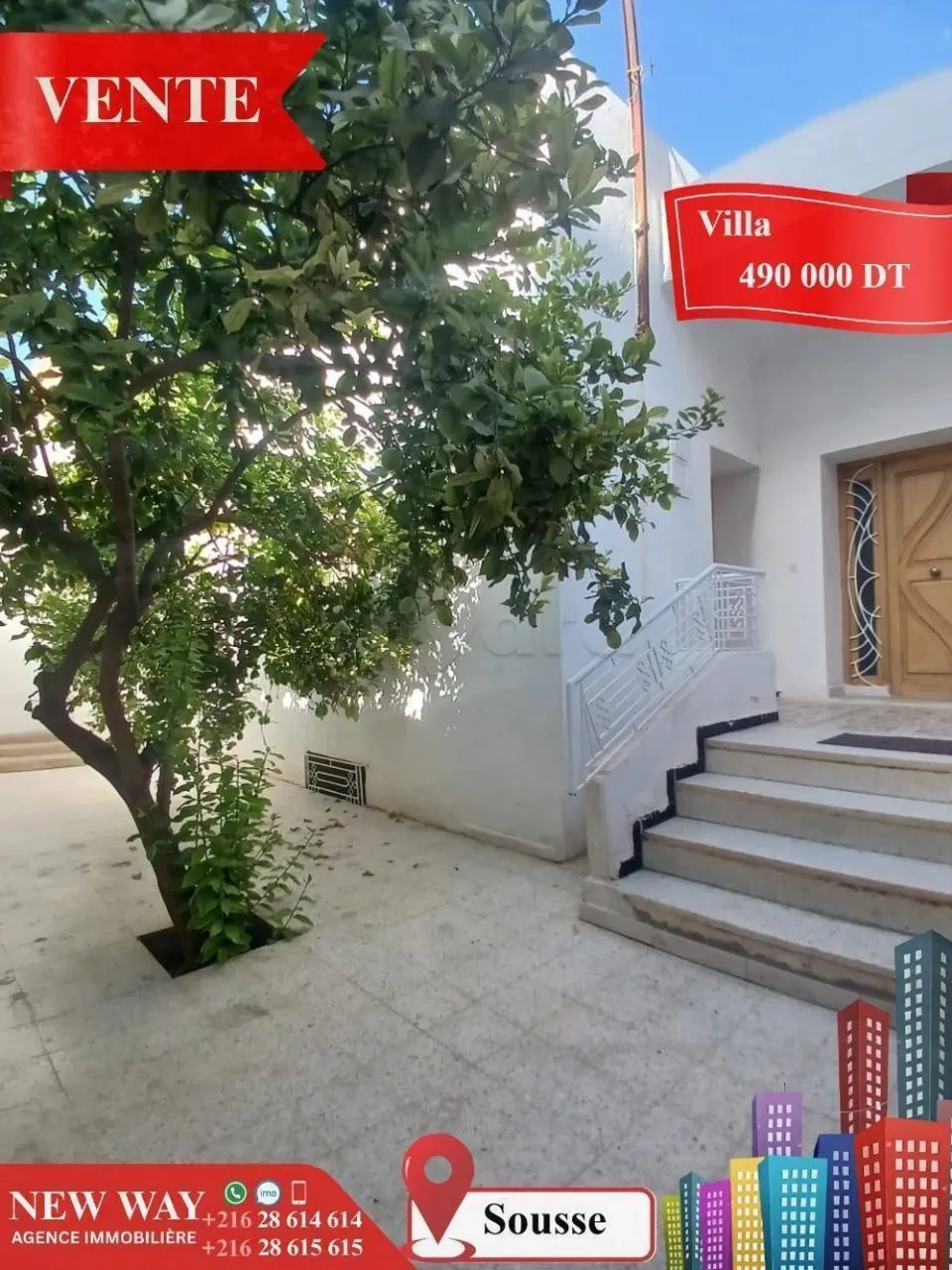 Villa de Plain Pied à Sousse, Proche de toutes Commodités