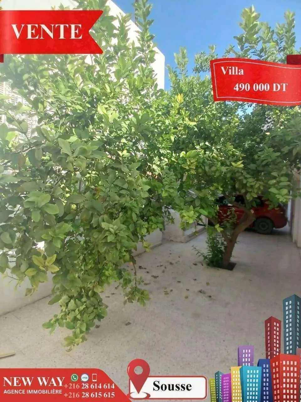 Villa de Plain Pied à Sousse, Proche de toutes Commodités