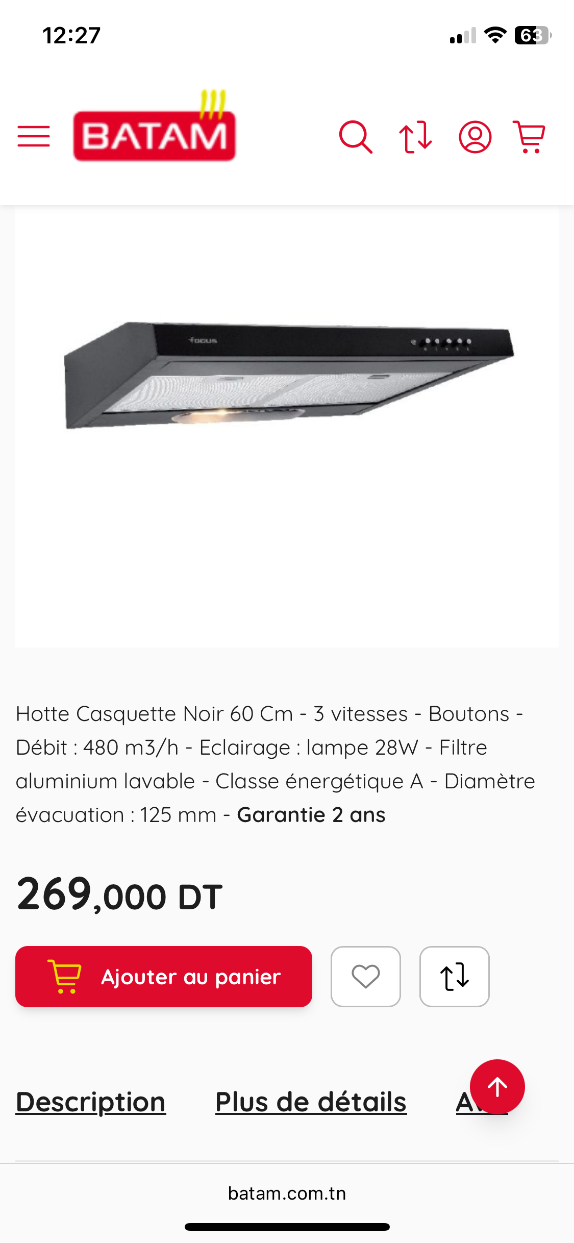 Hotte focus neuf