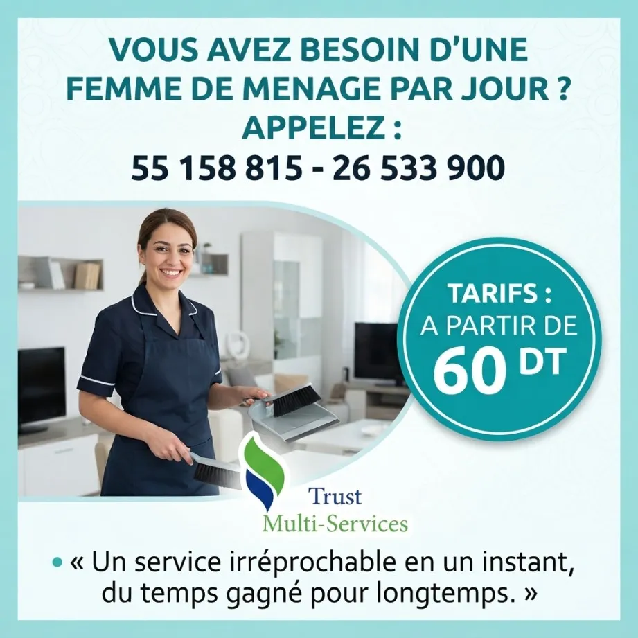FEMME DE MENAGE PAR JOUR A DAR FADHAL