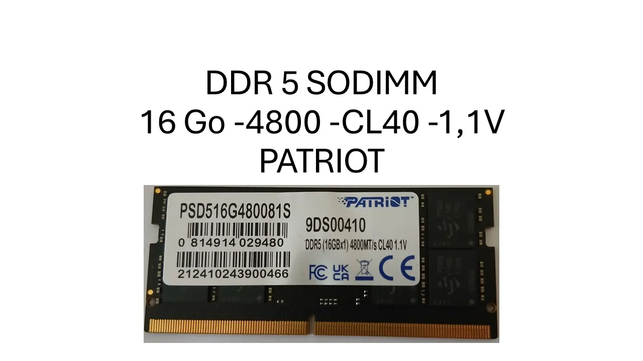  DDR5 SODIMM 16Go 4800 PATRIOT