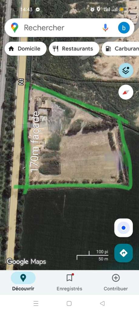 À vendre terrain situé a foundok Ejdid sur la route principale GP1 