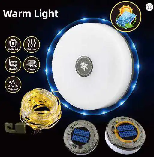 Guirlande lumineuse solaire de 10 mètres pour camping extérieur