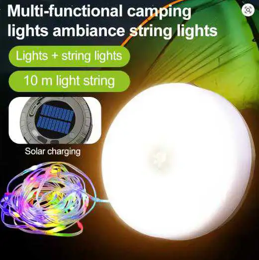 Guirlande lumineuse solaire de 10 mètres pour camping extérieur