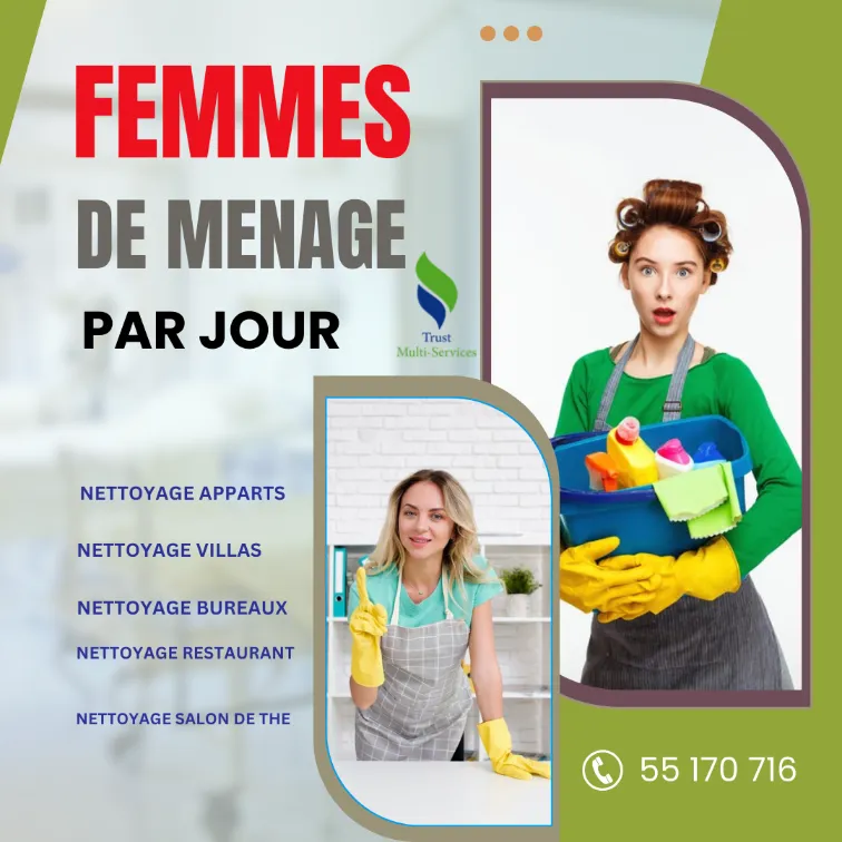 société propose des femmes de ménage pour faire le ménage A Gammarth