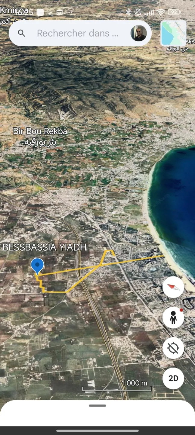 Terrain de rêve de 1000 m2 à 10' de la plage de Yasmine hammamet.