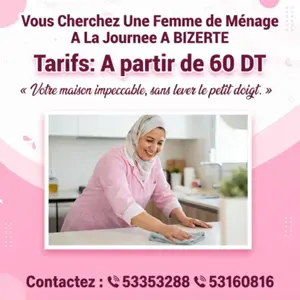 femme de menage par jour a binzret corniche
