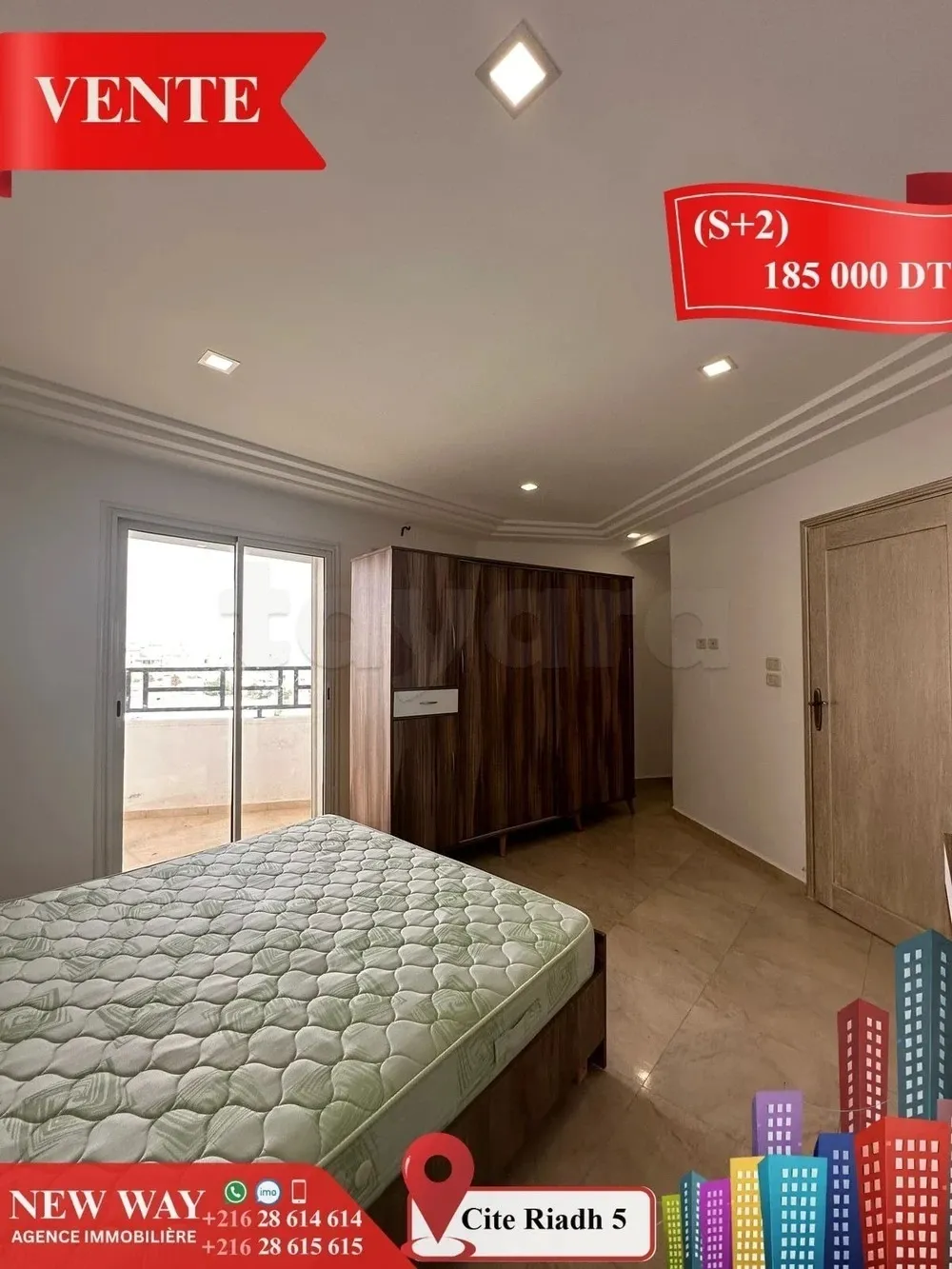 (S+2) à Cité Riadh 5 avec Place de Parking