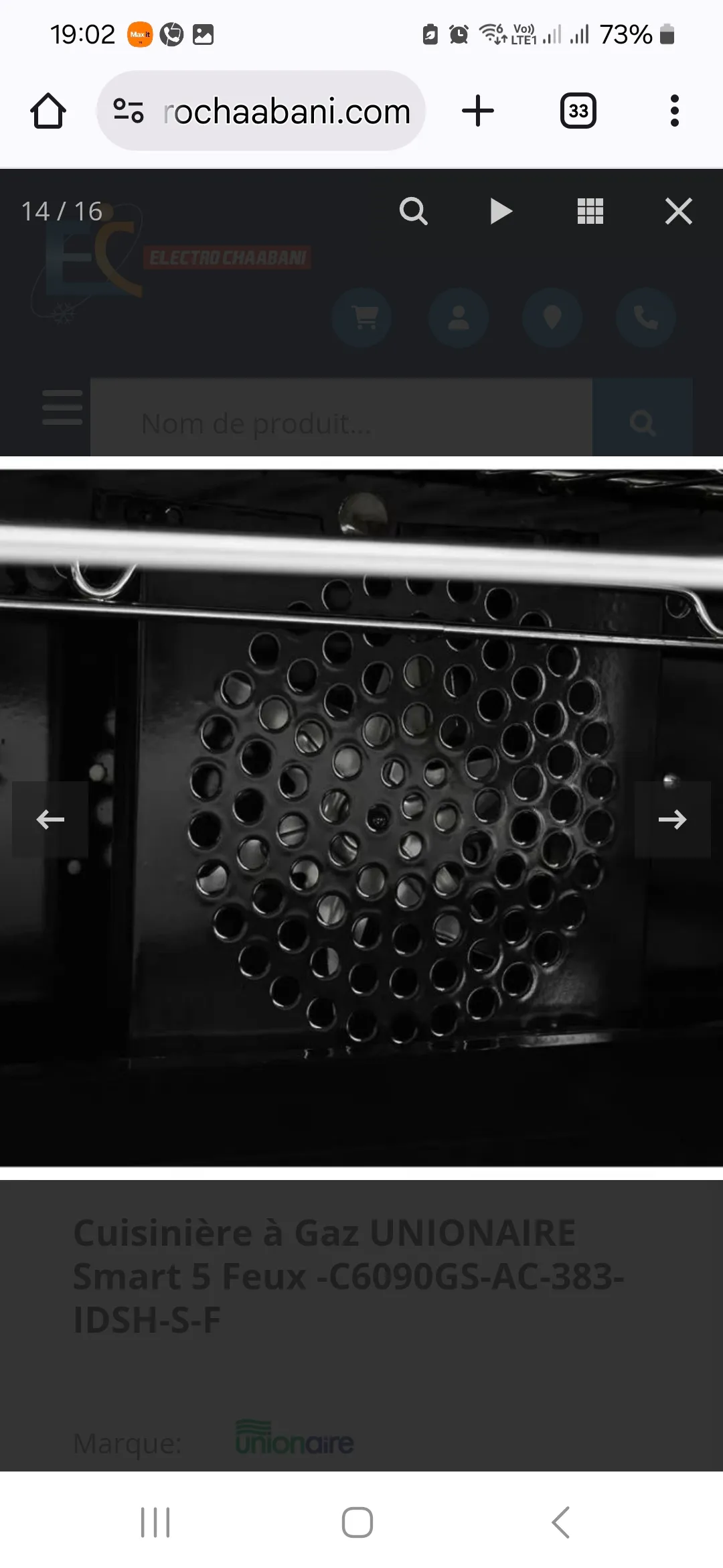 Cuisinière hotte 90cm