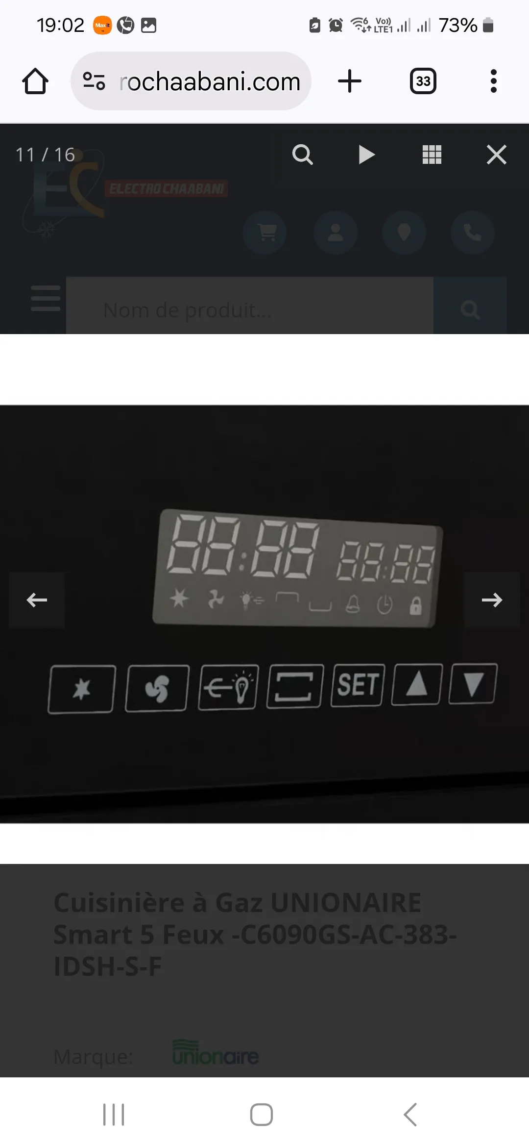 Cuisinière hotte 90cm