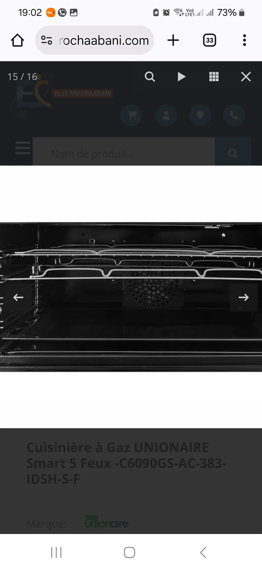 Cuisinière hotte 90cm