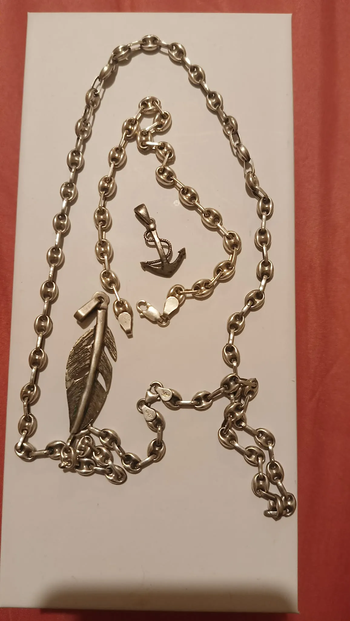 Colliers cafe Neuf avec deux motif argent tompant n°925