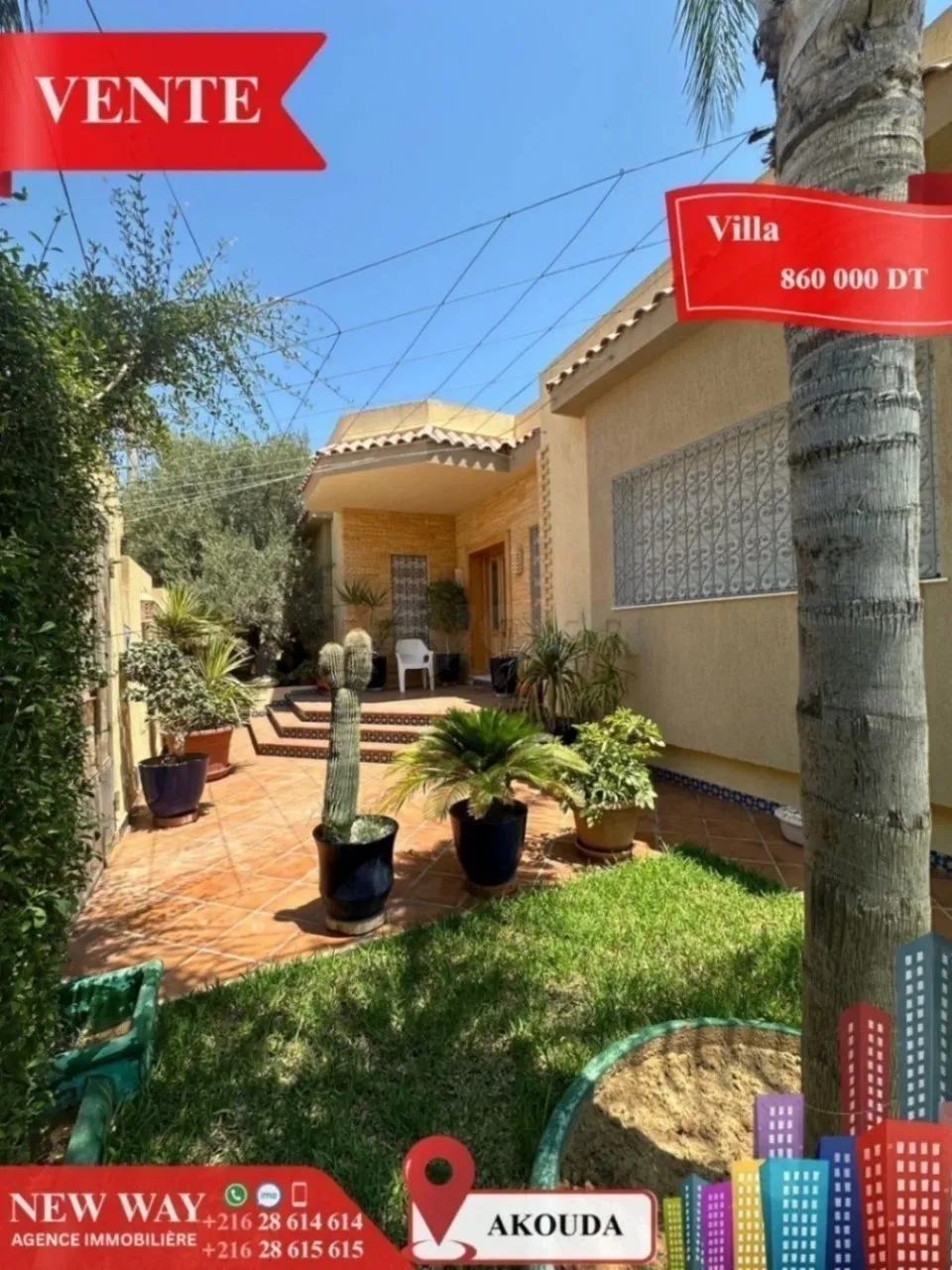 Villa de Plain Pied à Akouda dans un Quartier Résidentiel