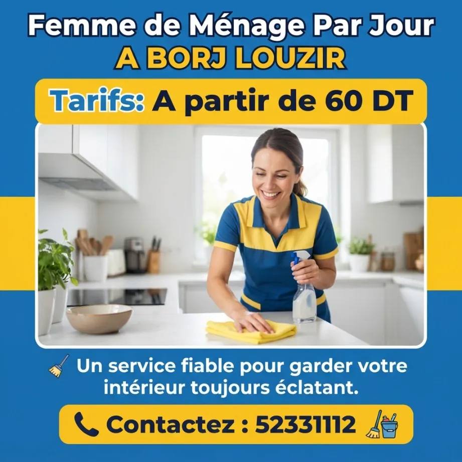Femmes de ménage disponibles par jour dès 60 DT !