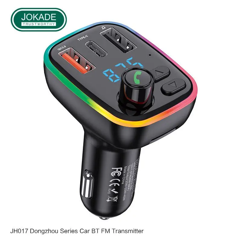 JOKADE Chargeur rapide de voiture double port (Type-C/USB) PD 40W 3A avec émetteur FM  Tunis