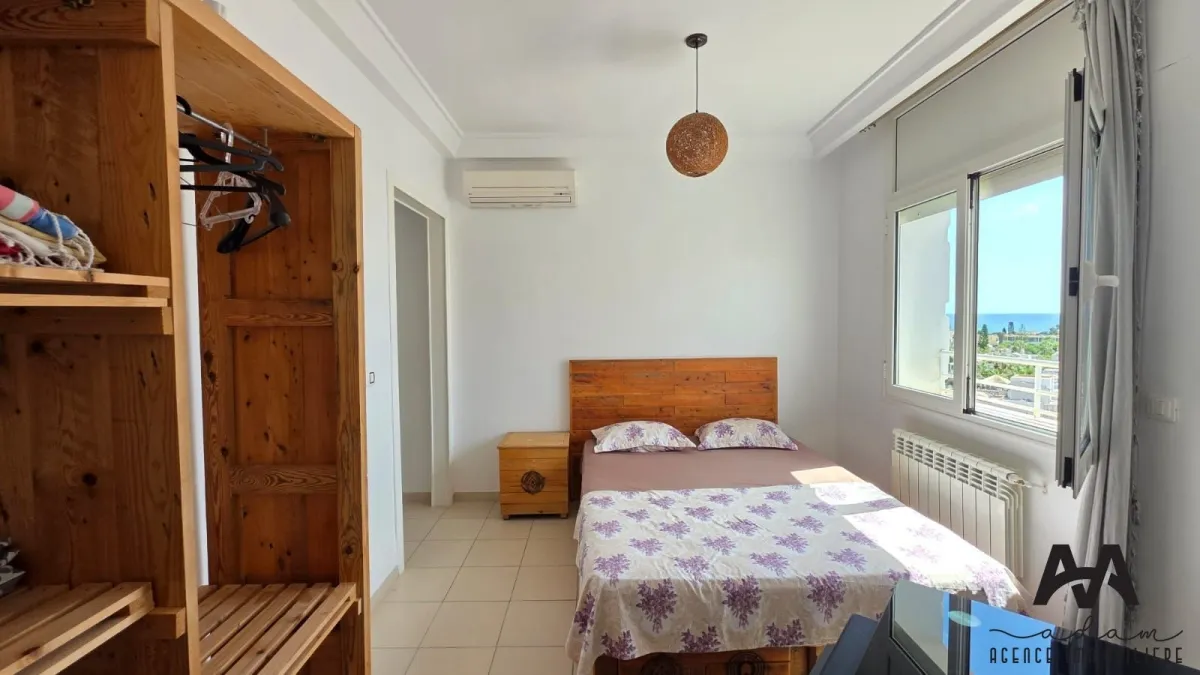 Appartement S+3 Meublé avec Vue Mer Panoramique à Mrezga, Hammamet Nord