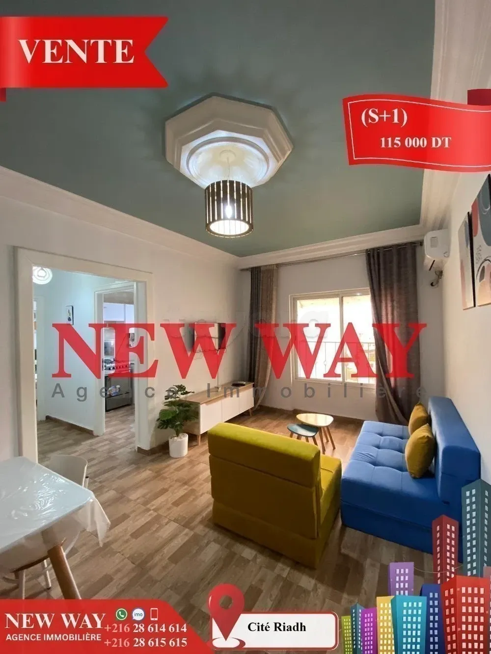 (S+1) à Cité Riadh 5 avec Meubles