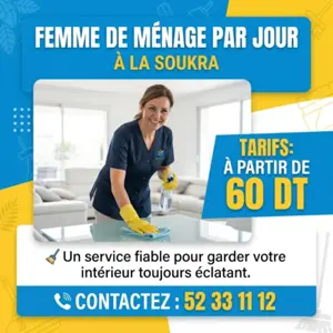 Femmes de ménage disponibles par jour dès 60 DT !