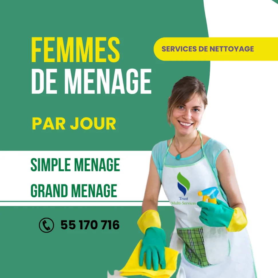 UNE FEMME DE MENAGE PAR JOUR A Menzah 