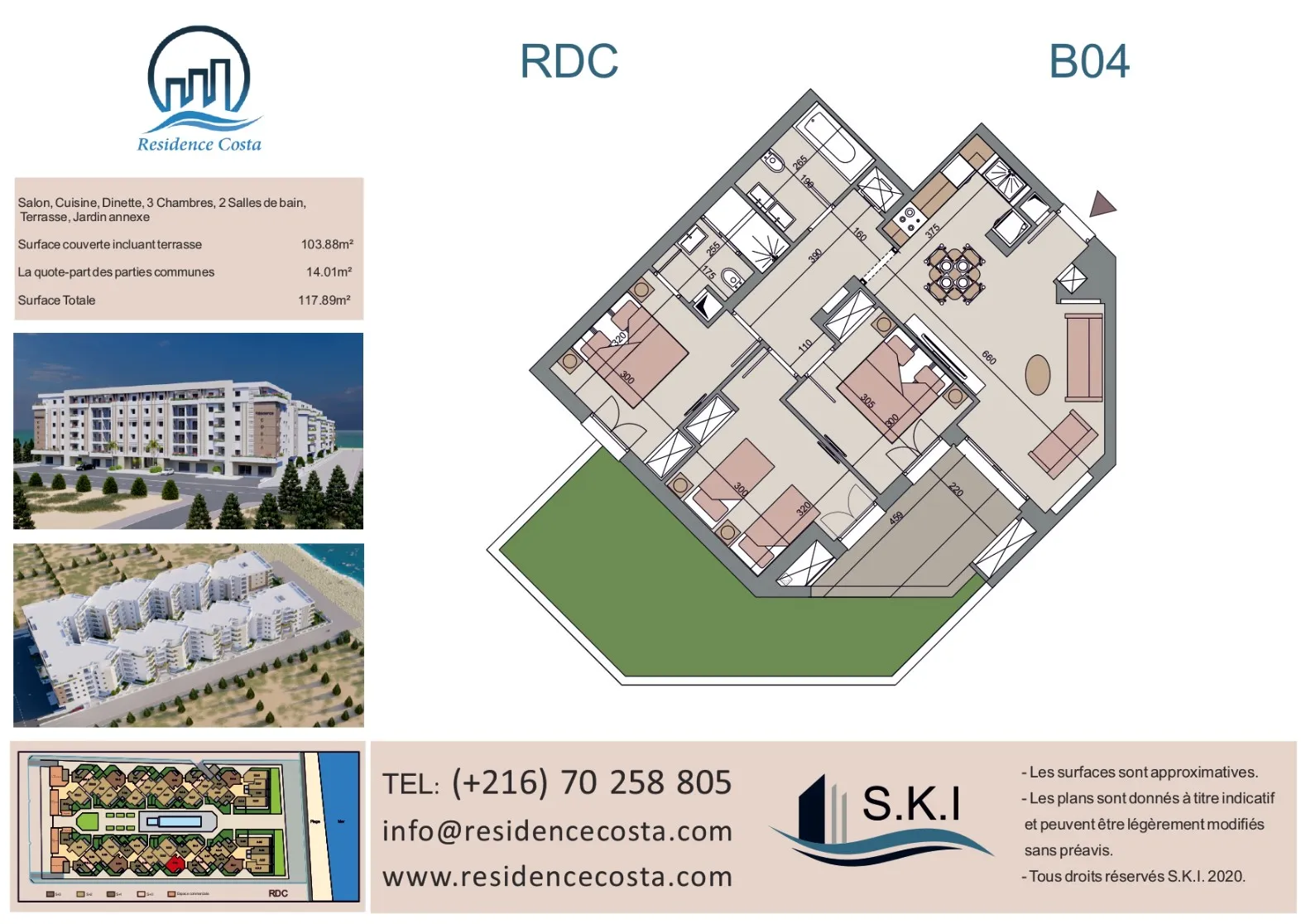 Appartement S+3 RDC avec jardin à Chott Meriem