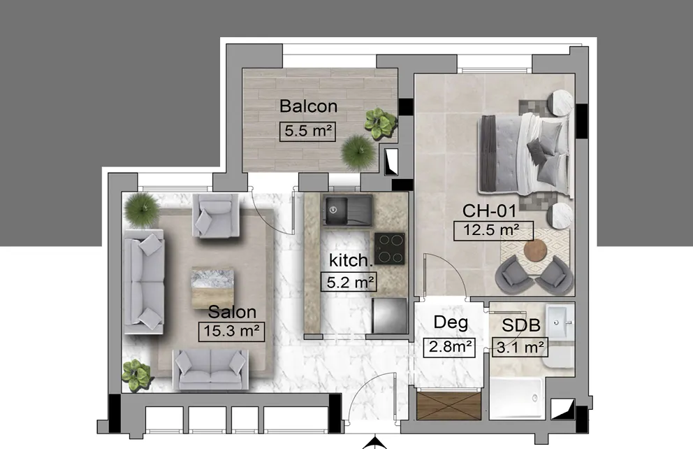 A vendre Appartement S+1 à AFH Mrezga , Cité El Wafa 